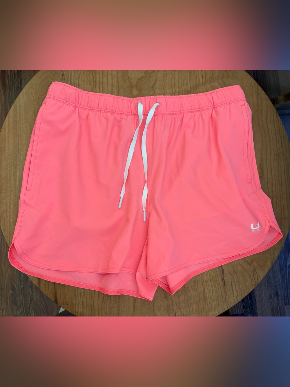 Huk Coral Pink Athletic Drawstring Shorts